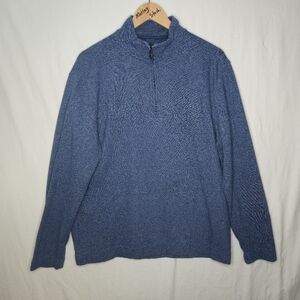Van Heusen Men's Blue Long Sleeved Knit Sweater Half Front Zipper Size Large